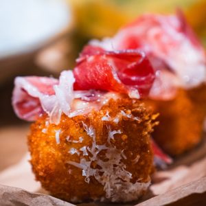 a close up of a plate of food on a table